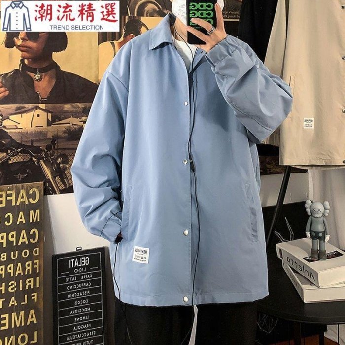 kangol 風衣外套 春秋外套男寬鬆潮牌潮流美式高街棒球服港風休閒飛行員夾克上衣服~~潮流精選