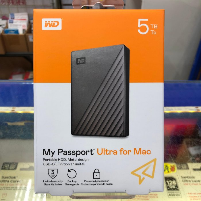【公司貨】WD 威騰 My Passport Ultra 5T 5TB USB-C 2.5吋行動硬碟 金屬 外接式硬碟