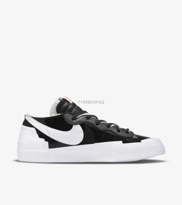 代購】Sacai x Nike BLAZER LOW 雙勾黑白漆皮亮面休閒百搭運動鞋