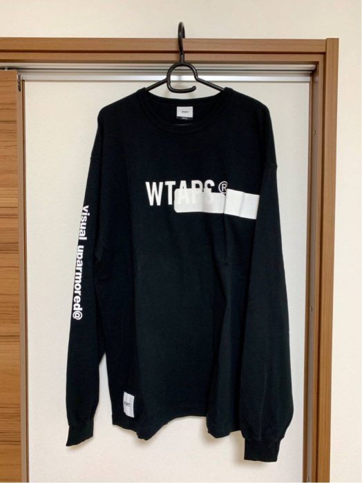 19AW Wtaps Side Effect Design LS 01 Tee 黑色長袖T恤大學T t-shirt