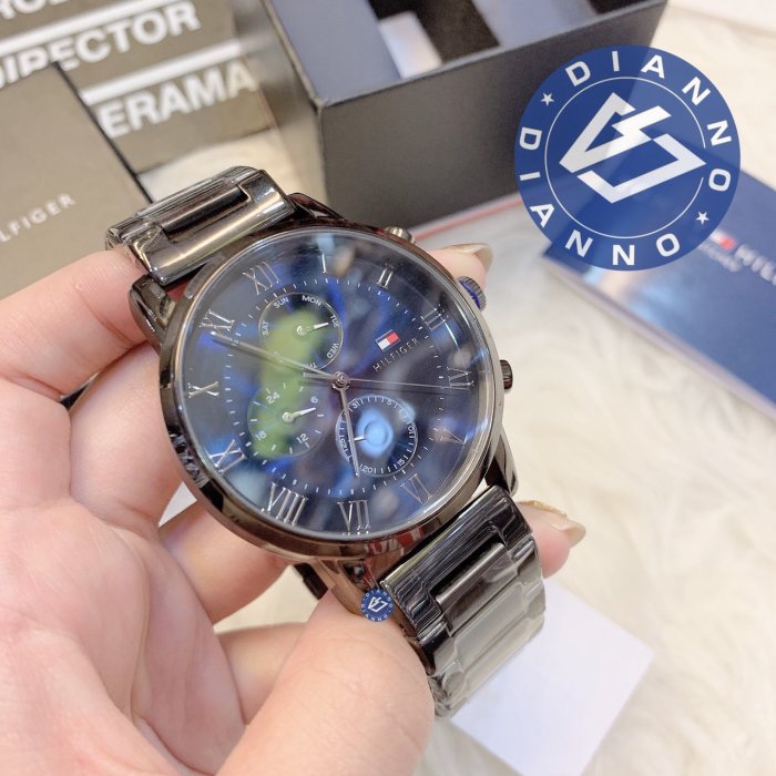 帝安諾-實體店面 Tommy Hilfiger 經典 石英 不鏽鋼 手錶 湛藍  黑色 簡約 時尚 耐看 實拍照