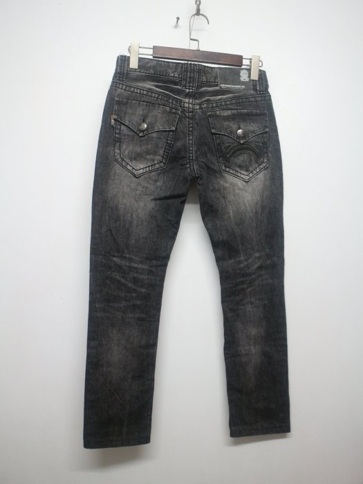 【G.Vintage】JIZO-BOSATSU BLUE WAY地藏小王(煙的破壞)低腰直筒牛仔褲  30腰