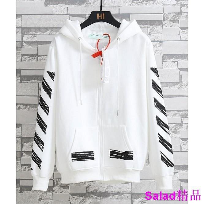 【熱賣下殺價】新品上市 潮牌必備 OFF-WHITE 條紋箭頭 油畫 外套男女連帽大學T 情侶裝 外套