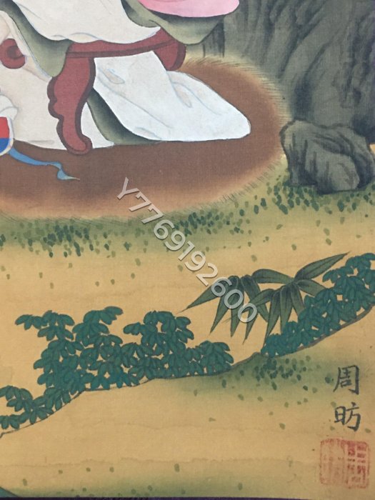 編號：88018 仿古字畫, 畫家：周昉 三尺中堂畫 人物畫 畫工細膩 裝裱精美 雙色綾裱 舊藏 古玩 老物件-183932