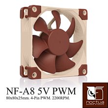 小白的生活工場*Noctua NF-A8 5V PWM SSO2 磁穩軸承 AAO 防震靜音扇-5V版本