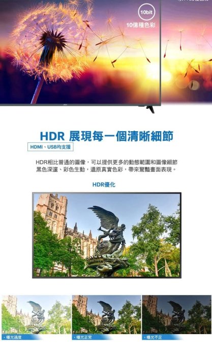 美國 AOC 50型/50吋 4K HDR智慧聯網 淨藍光 電視/顯示器+視訊盒 50U6195 附發票及保固三年