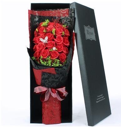 『格倫雅品』韓式滿天星大花束紅玫瑰花禮盒-22朵紅玫瑰促銷 正品 現貨
