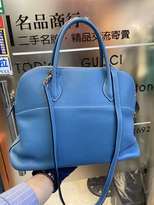 名品商行   2手名牌 Hermes 超實用  Bolide 35  Blue Jean I年 狀況9新  防塵套