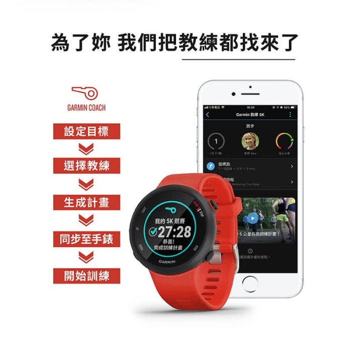 Garmin Forerunner 45S GPS腕式心率跑錶(錶徑 39mm) 台灣正版公司貨 享原廠保固