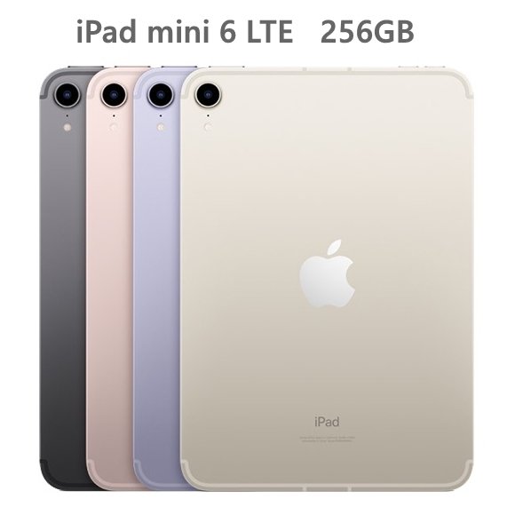 全新APPLE iPad mini 6 LTE 5G 256G 太空灰粉紅紫星光色公司貨保固一年