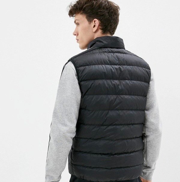 【豬豬老闆】ADIDAS ESS DOWN VEST 黑白 三線 休閒 運動 保暖 立領 羽絨背心 男款 GH4583