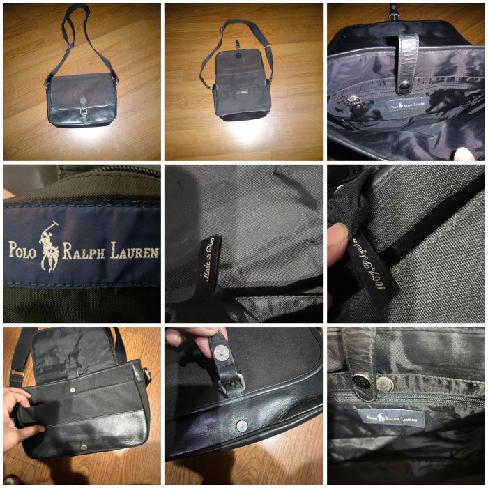 國際品牌 真品Polo。Ralph Lauren斜背包真皮+布（桌袋）