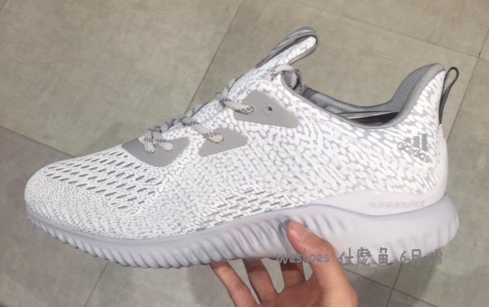 Washoes adidas alphabounce AMS 白 BW0427 慢跑鞋 鯊魚 鱗紋 反光 黑BW0428