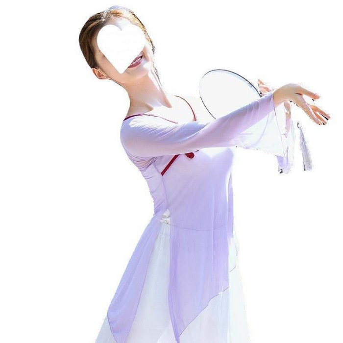 【現貨精選】舞蹈服成人古典舞練功服女身韻舞蹈紗上衣飄逸套裝舞蹈練功服裝風