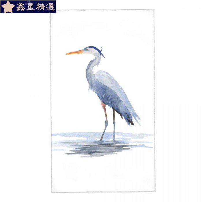 Great Blue Heron Watercolor Print Coastal 吸水毛巾 方巾 洗臉毛巾  陣-鑫星精選