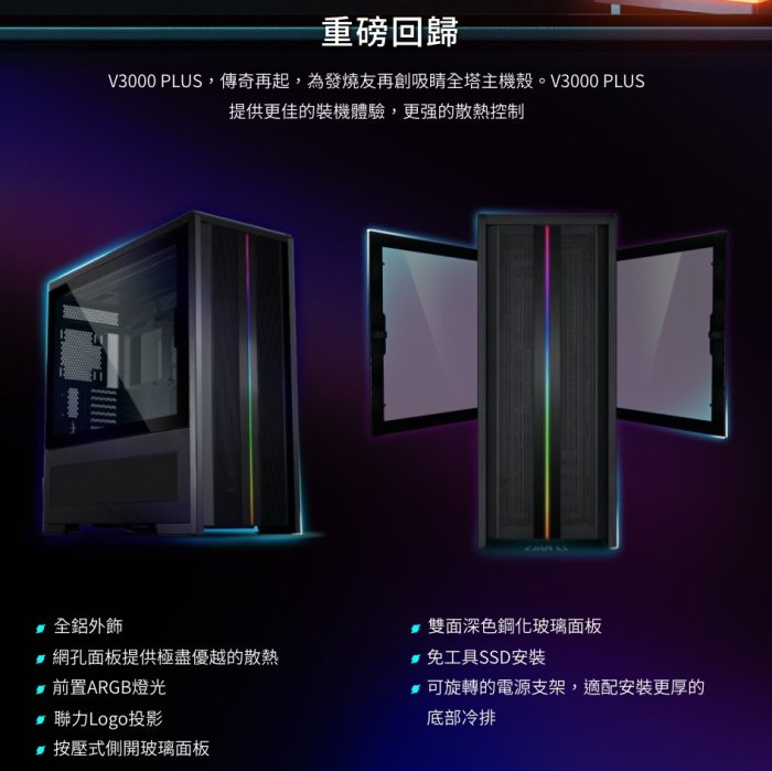 小白的生活工場*LIAN LI 聯力 V3000 PLUS 雙玻璃透側機殼(黑)支援E-ATX+MINI-ITX雙系統