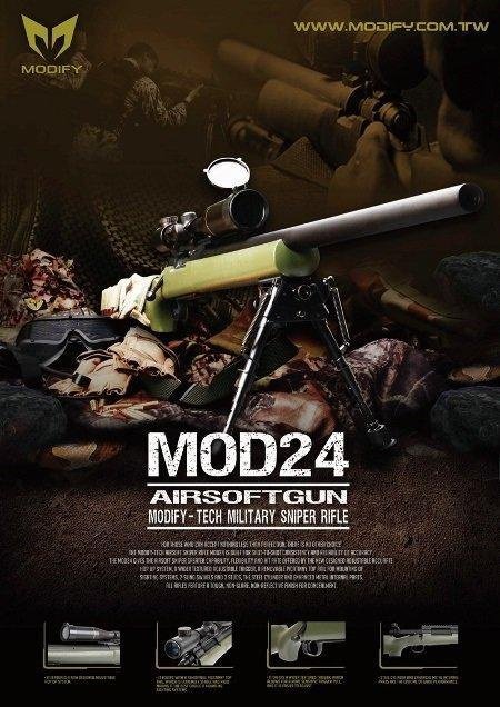 (倖存者)沙色 MODIFY MOD24 M24 空氣狙擊槍 原價10000 優惠價7695(附LED發光彈匣，可調式板機)