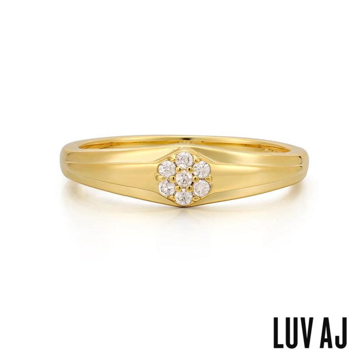 LUV AJ 好萊塢潮牌 金色古典鑲鑽戒指 定情戒指 HEX PAVE SIGNET RING