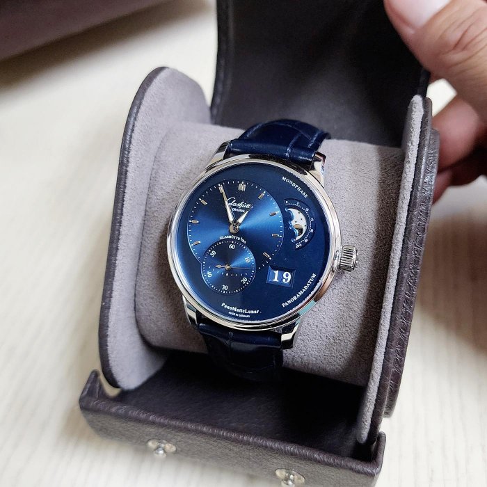 【個人藏錶】 GO 格拉蘇蒂 偏心 大日期 月相 藍面 2022全套 美錶 台南二手錶