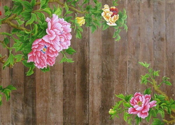 【ZEN CASA】工筆花卉畫*牡丹花*拆屋木板畫壓克立油畫*花卉家飾品掛畫