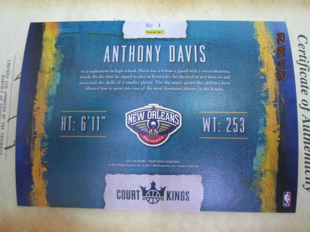 新賣家~17/18~Anthony Davis~COURT KINGS~5x7~油畫~大卡~50 1元起標