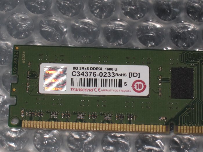 售: (終保)創見 DDR3  1600 8GB 記憶體 雙面顆粒  (一元起標)(良品)(標1支)