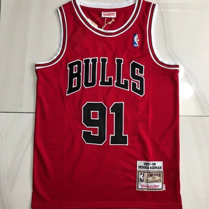 正品精美刺繡球衣男士芝加哥公牛 Dennis Rodman Mitchell & Ness Hardwood Class-master衣櫃3