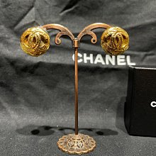 ＊金選名店＊CHANEL＊CHANEL香奈兒復古金logo耳環