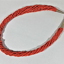 [銀九藝] 總長~57公分 3mm 9股(條) 紅珊瑚項鍊