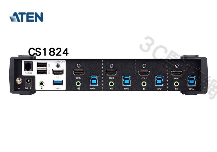 ATEN 宏正 4埠USB 3.0 4K HDMI KVMP™ 多電腦切換器 具備音訊混音模式 CS1824