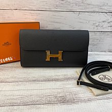 《真愛名牌精品》Hermes Constance To Go Epsom 黑色金釦 斜背包/ woc*全新*代購