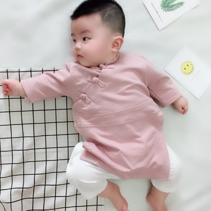 【衣Qbaby】男寶寶春秋款中國風滿月周歲寫真長袖哈衣爬服#黃飛鴻款