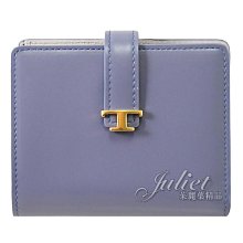 【茱麗葉精品】【全新商品】TODS 專櫃商品 T Timeless 金屬LOGO小牛皮對開釦式短夾.迷霧藍 現貨