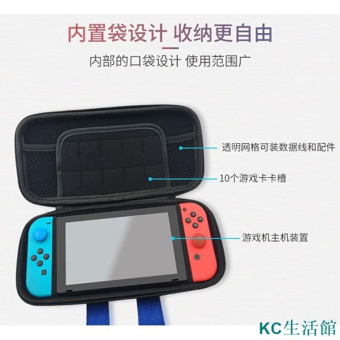 任天堂Switch馬裏奧收納包 Nintendo Switch配件收納包switch硬殼保護套 支架包 Lite-雙喜生