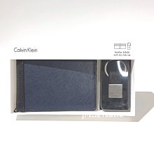 就愛精品店❤️ 清倉特惠-Calvin Klein 藍色防刮皮革男夾組(附鑰匙圈)  #79568