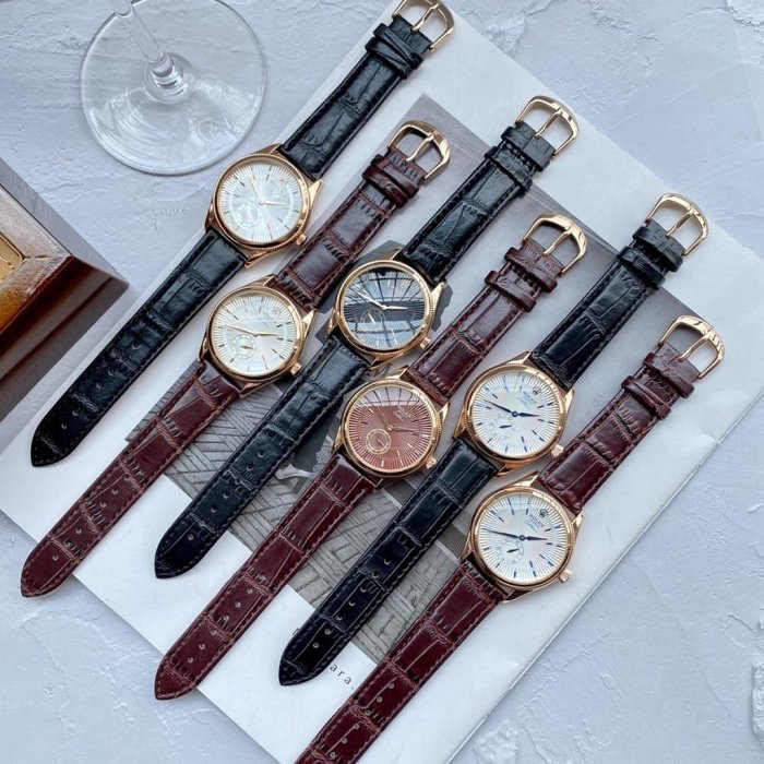 Cellini 男士手錶皮革手錶假指針手錶時尚商務手錶 39 毫米