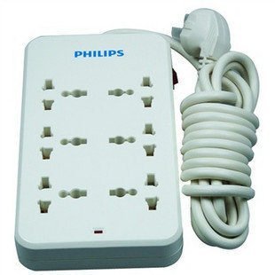 #4A,220V電源延長線 PHILIPS 飛利浦 3米6插座2500W,10A,零線火線雙斷式開關,220伏家電可用