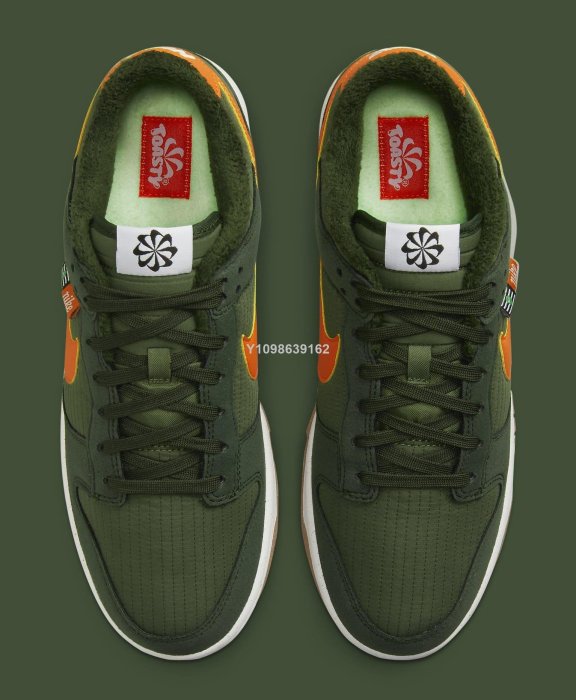 代購】Nike Dunk Low Sequoia Olive 軍綠橘勾經典時尚休閒滑板鞋DD3358