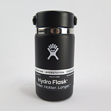 Hydro Flask 寬口真空保溫鋼瓶 12OZ 不鏽鋼 HFW12BTS001 時尚黑 送水瓶刷