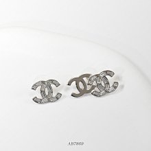 【茱麗葉精品】全新精品 CHANEL 專櫃商品 AB7869 雙C LOGO方形水鑽不對襯針式耳環.銀 現貨