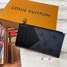 《真愛名牌精品》LV M69533  黑花零錢卡片包 *全新*代購