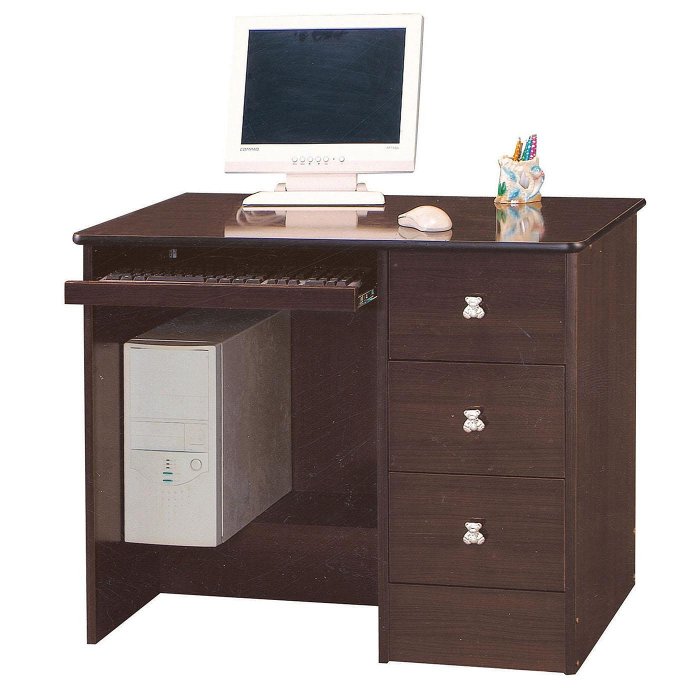 【在地人傢俱】24 輕鬆購-白橡色/胡桃色木心板3尺小熊三抽鍵盤電腦桌/書桌~下座 GD294-1
