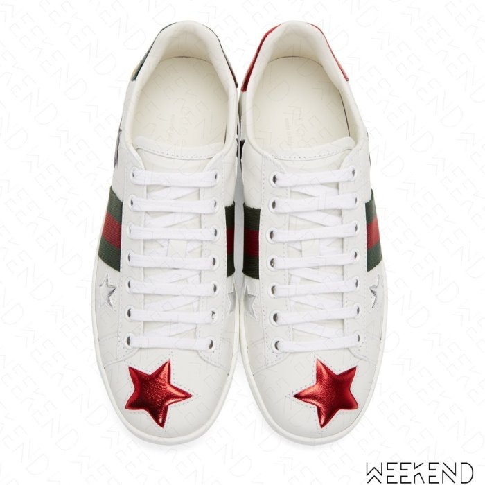 【WEEKEND】 GUCCI New Ace Star 星星 皮革 休閒鞋 白色 454562