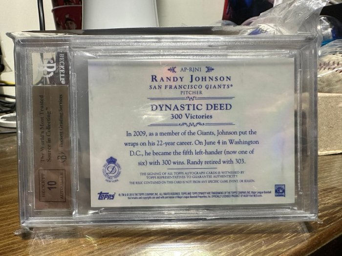 (記得小舖)MLB 舊金山巨人 Randy Johnson 2015 Topps Dynasty Game Used Patch 親筆卡面簽名 BGS 9.5