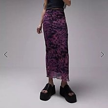 (嫻嫻屋) 英國ASOS-Topshop動物紋印花高腰紫色中長裙EC23