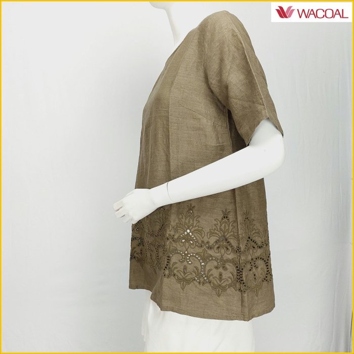 日本二手衣✈️Wacoal 華歌爾 日本製 近新品 麻 短袖上衣 日本 WACOAL 女 M號 短袖棉麻衫 A1510W