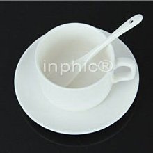 INPHIC-陶瓷杯子 附碟勺套裝 時尚辦公水杯 純白杯子 咖啡杯歐式