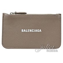 【茱麗葉精品】全新商品 BALENCIAGA 巴黎世家 專櫃商品 594214 燙印LOGO牛皮證件零錢包.大象灰 現貨