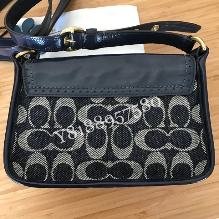 全新真品 Coach 12534 馬車深藍亮皮牛仔大C側背斜背包