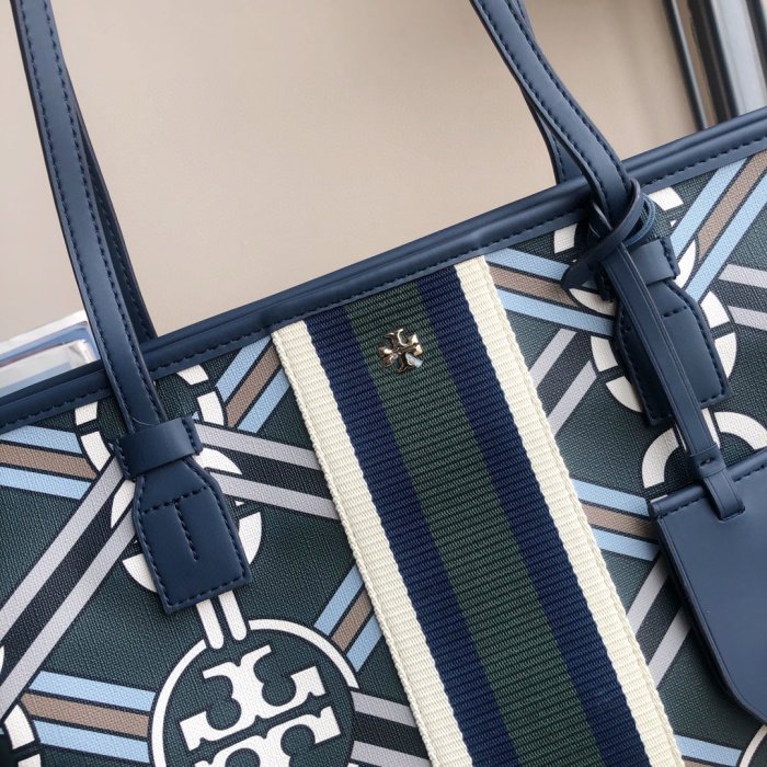 小鹿美國代購 Tory Burch 74659 新款經典設計 品牌獨特印花 提花購物袋 附購証